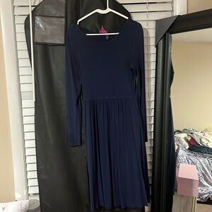 Navy dress, not worn many times, pockets, length goes to the knees